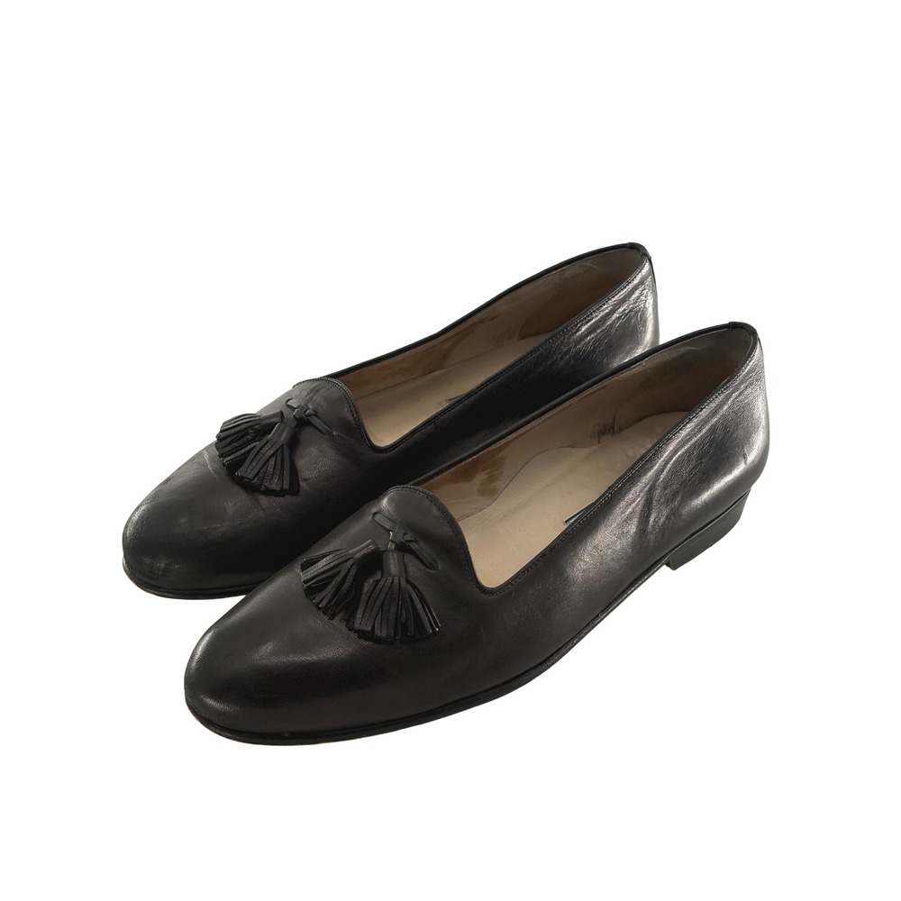 Vintage Bragano by Cole Haan Tassel Loafers Venetian Leather Black Men Size 11